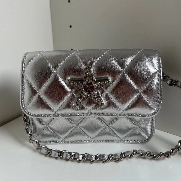 CHANEL Silver Mini Quilted Belt Bag - Picture 2 of 9